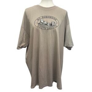 Vintage Fred Harvey Mens XXL Gray Mt Rushmore Short Sleeve Crew Neck Tee Shirt